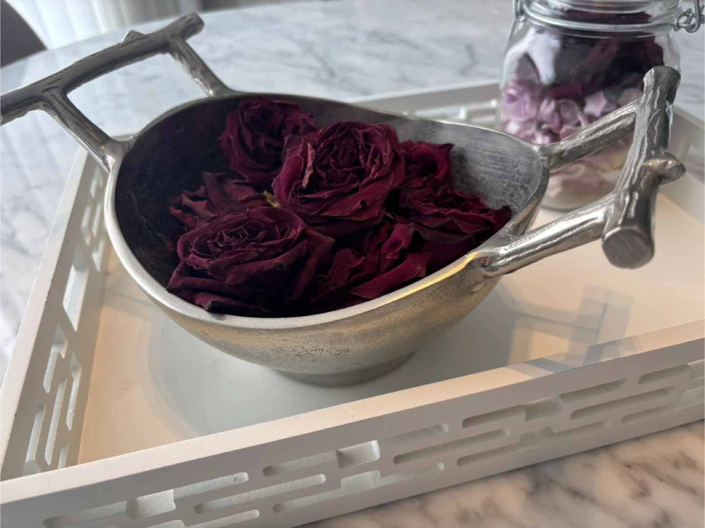 Decorative Bowl with Dried Roses