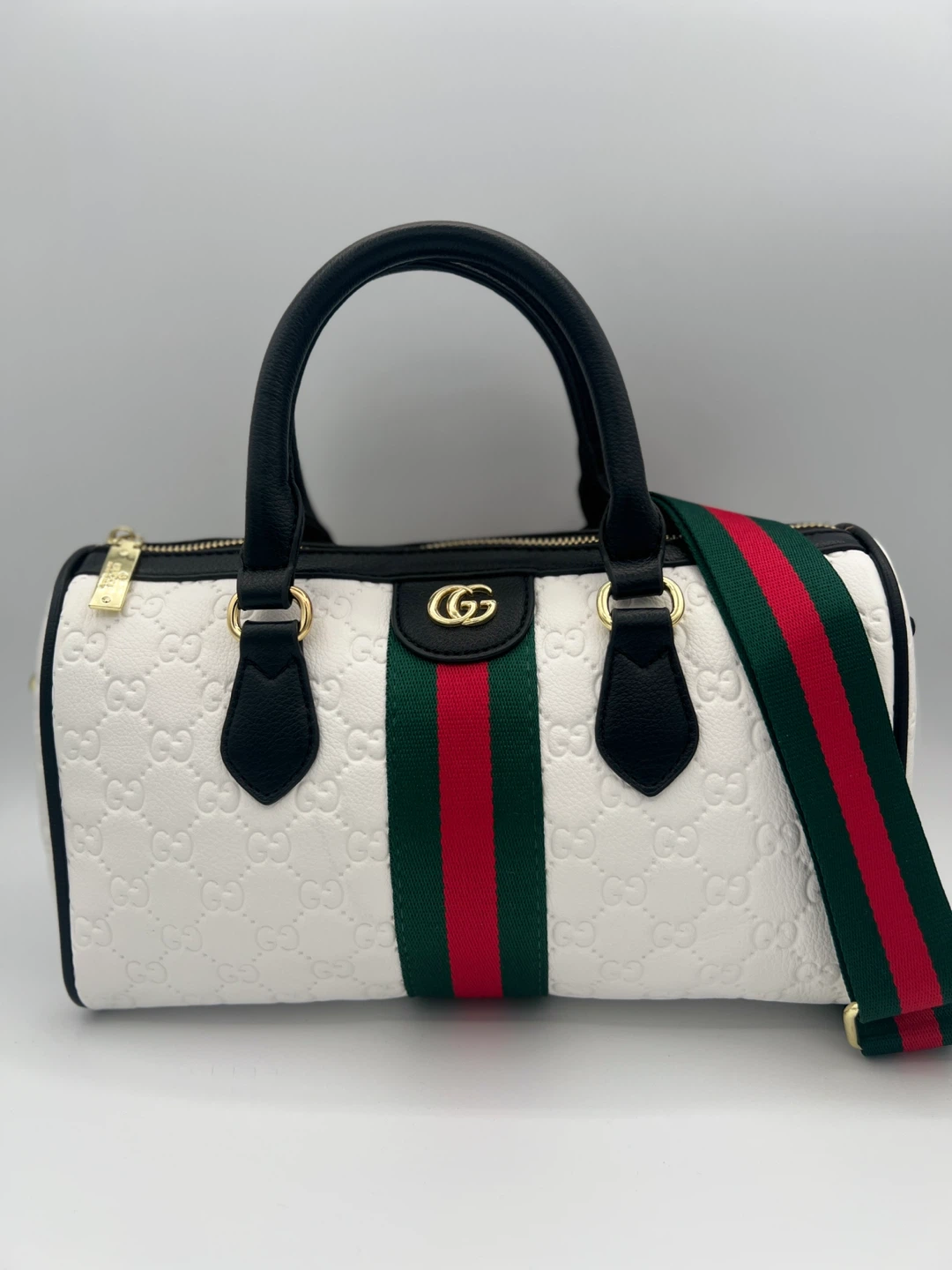 White Embossed Monogram Dr Bag
