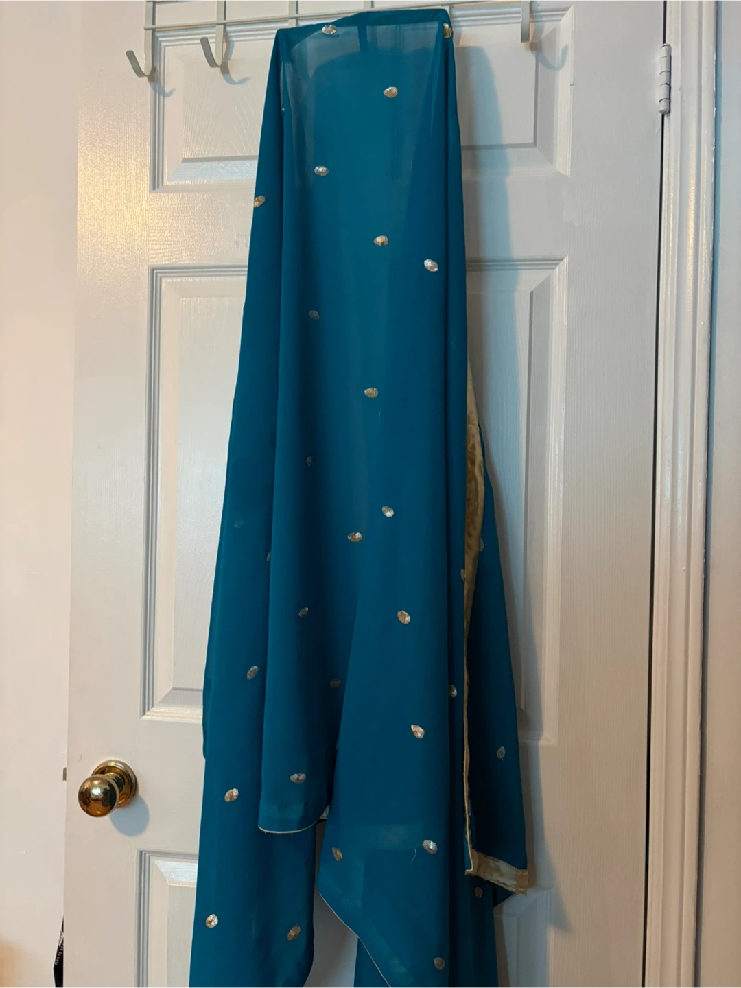 Teal Embroidered Kurti with Dupatta and Pants - photo 3