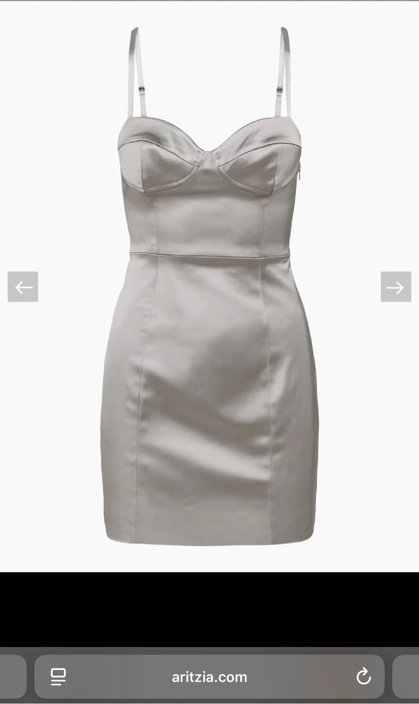 Aritzia TEN Silver Satin Bustier Mini Dress Size 4