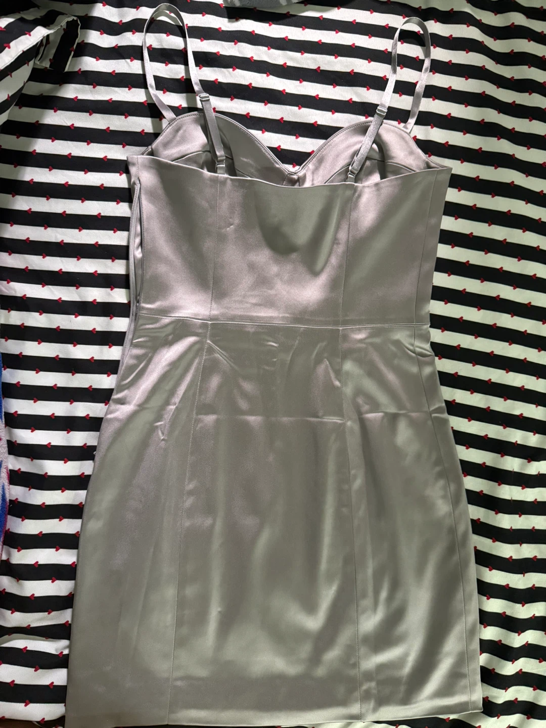 Aritzia TEN Silver Satin Bustier Mini Dress Size 4 - photo 4