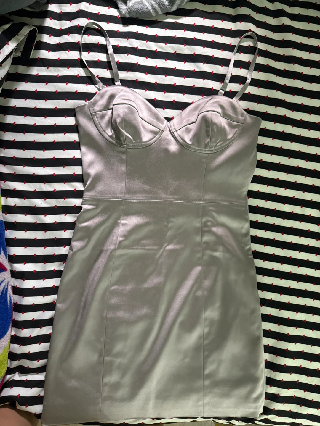 Aritzia TEN Silver Satin Bustier Mini Dress Size 4 - photo 5