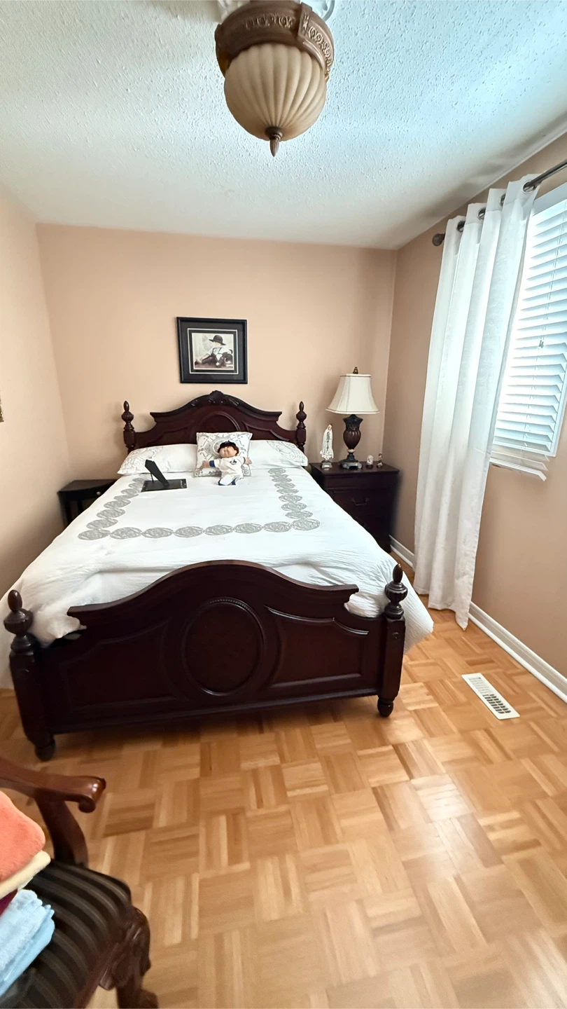Dark Wood Bedroom Set - Bed Frame & Dresser