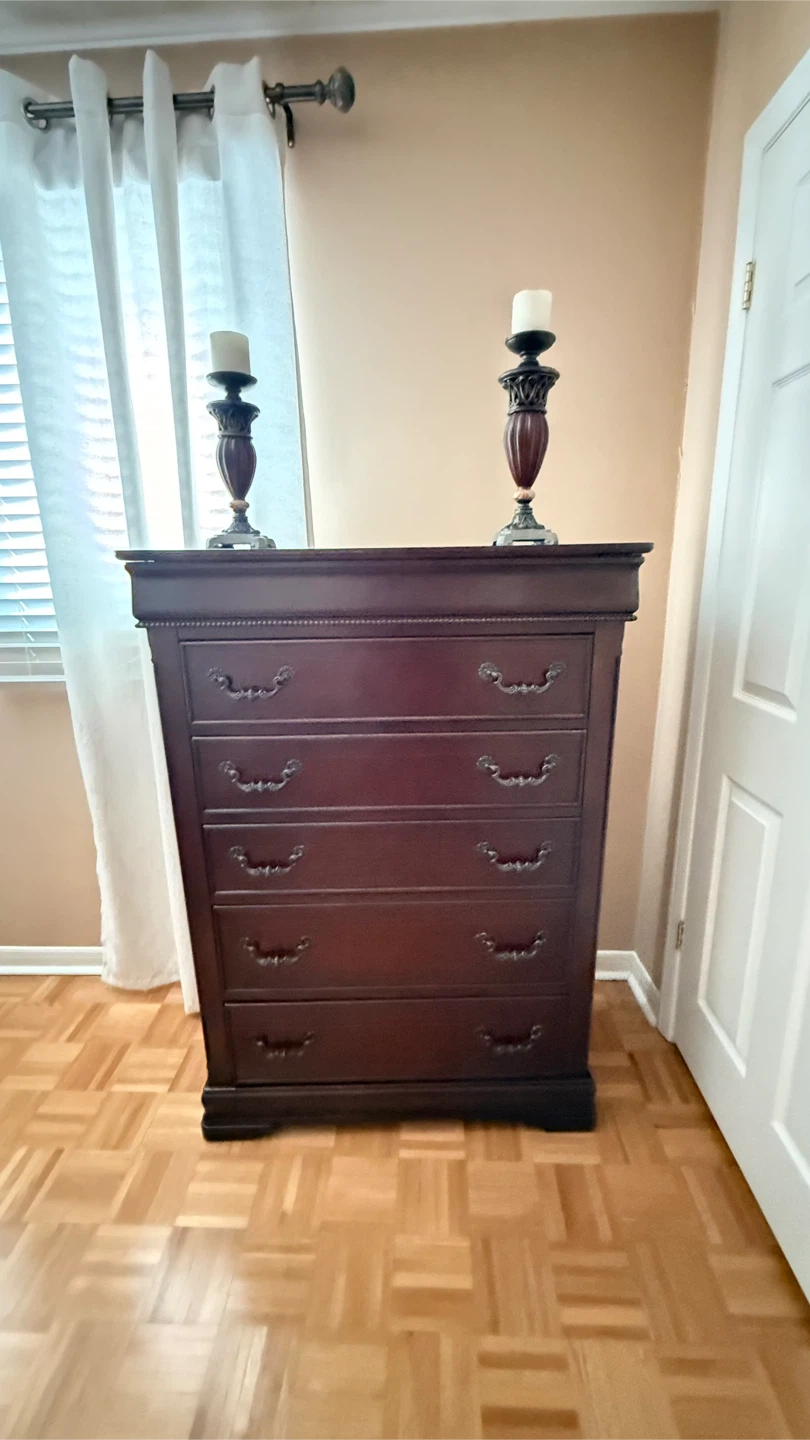 Dark Wood Bedroom Set - Bed Frame & Dresser - photo 2