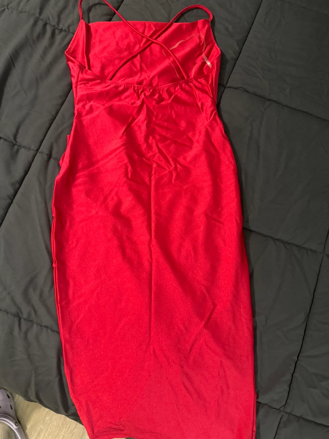 Red Ruched Bodycon Midi Dress - photo 3