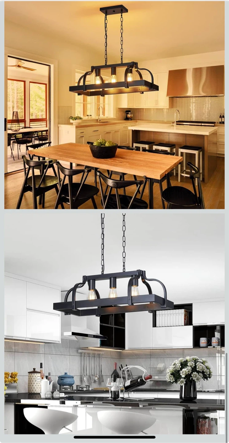 Black Farmhouse Pendant Light Fixture with 3 Lights - photo 5
