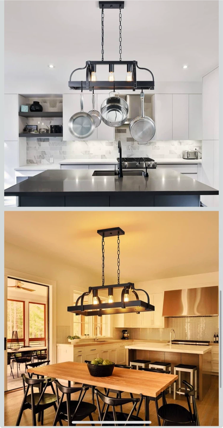 Black Farmhouse Pendant Light Fixture with 3 Lights - photo 4