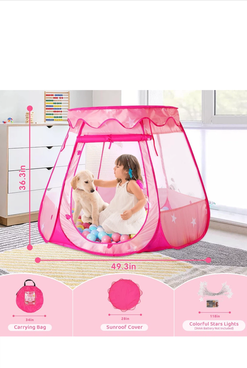 Kids Princess Tent with Lights - photo 2