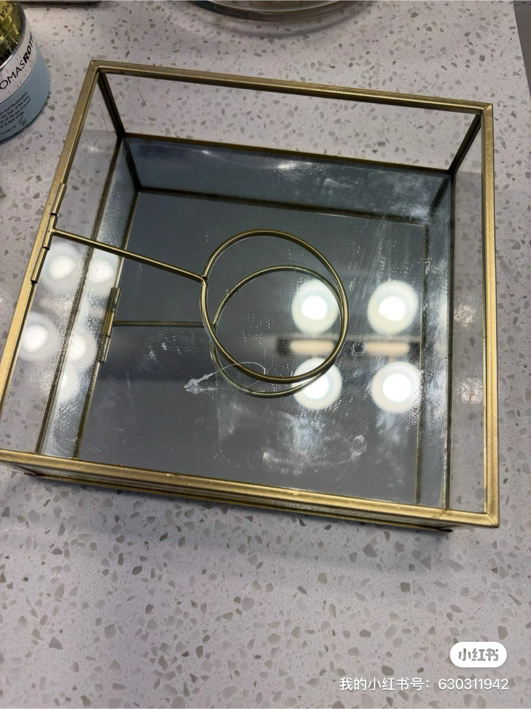 Glass and Gold Metal Display Box/ Napkins Holder