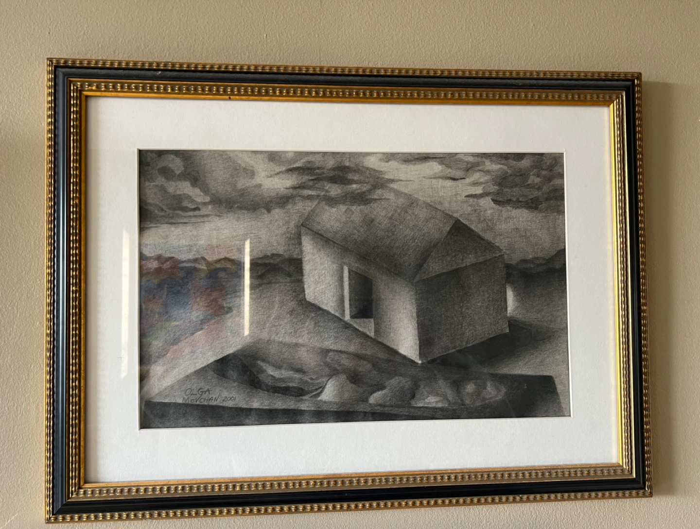 Original Surreal Graphite Drawing – Framed – Signed 2001 - photo 2