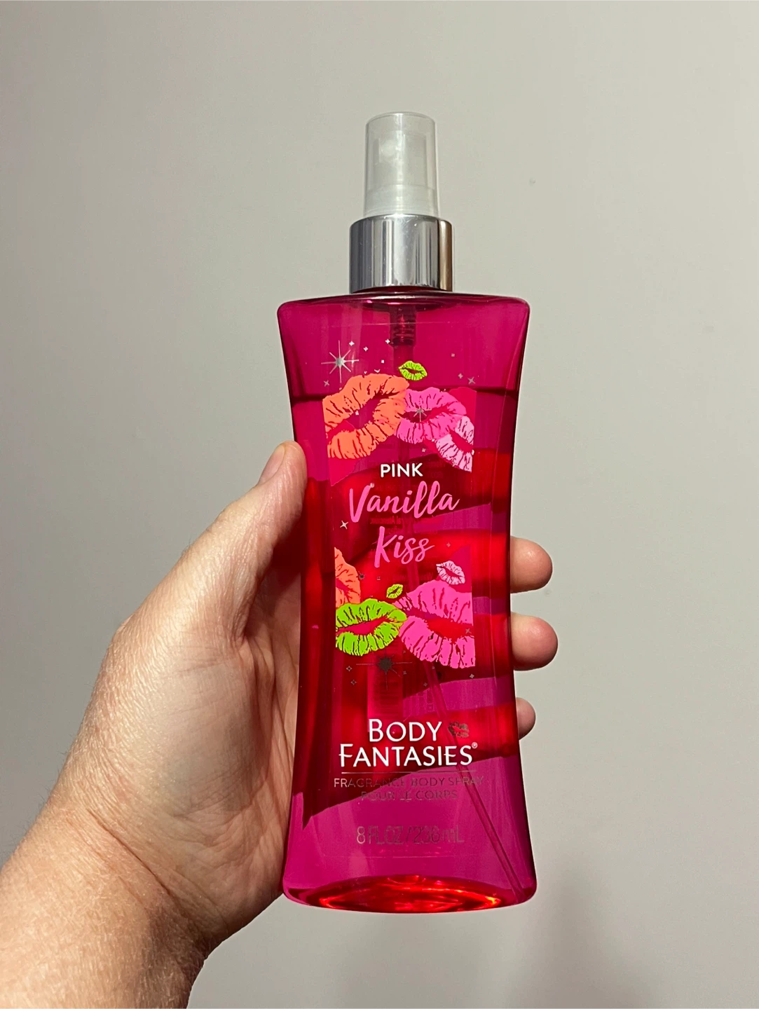 Body Fantasies Pink Vanilla Kiss Fragrance Body Spray 8 oz