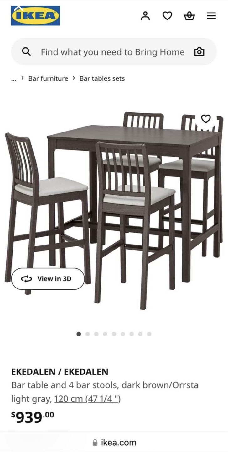 Can deliver—Ikea Ekedalen bar set with 4 chairs—Retail: $1051. - photo 2