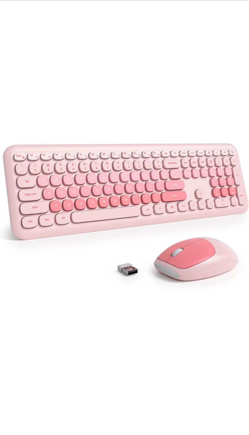 Pink Wireless Keyboard and Mouse Combo