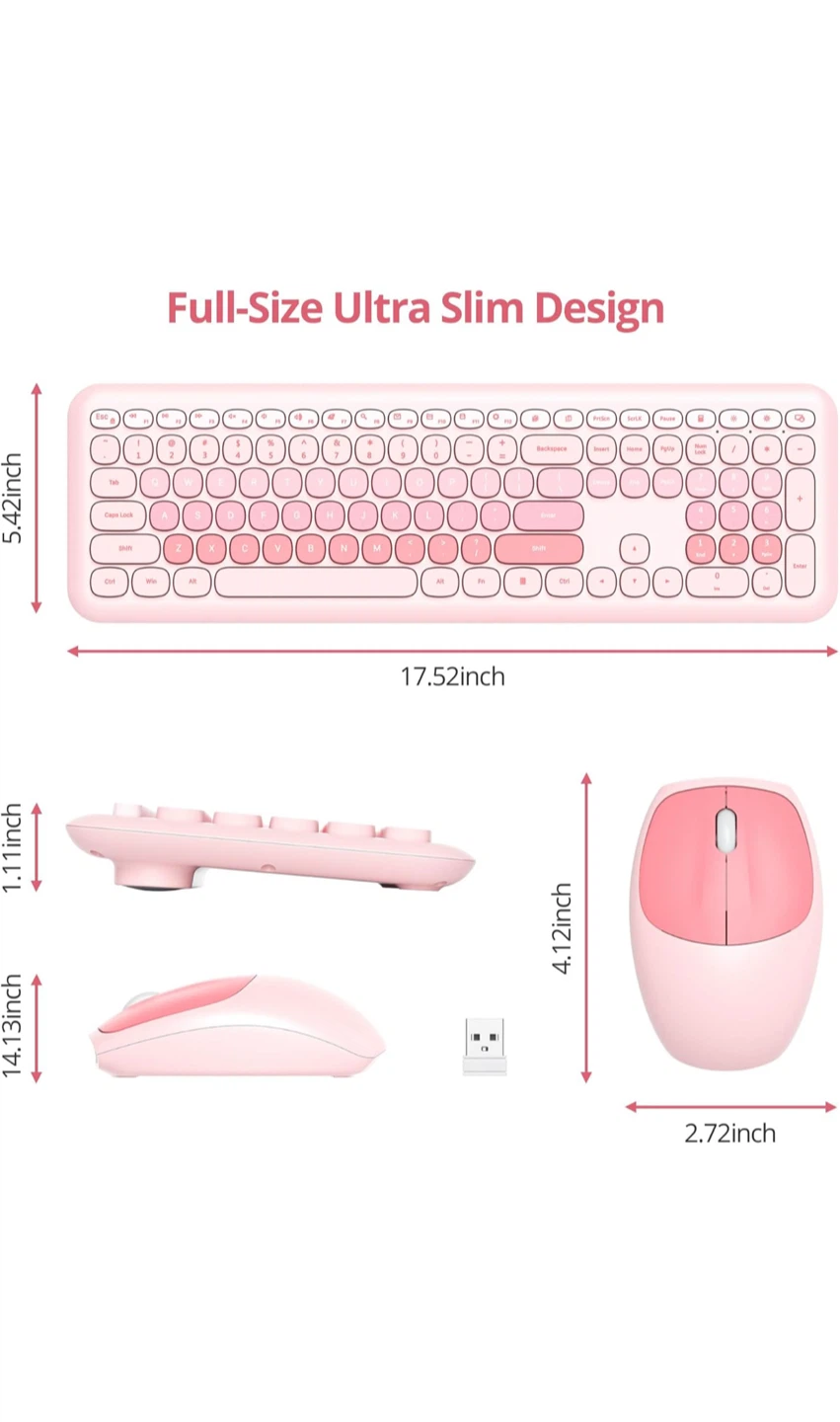Pink Wireless Keyboard and Mouse Combo - photo 5