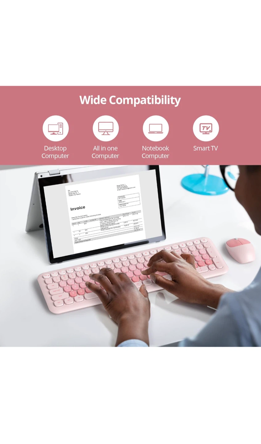 Pink Wireless Keyboard and Mouse Combo - photo 4