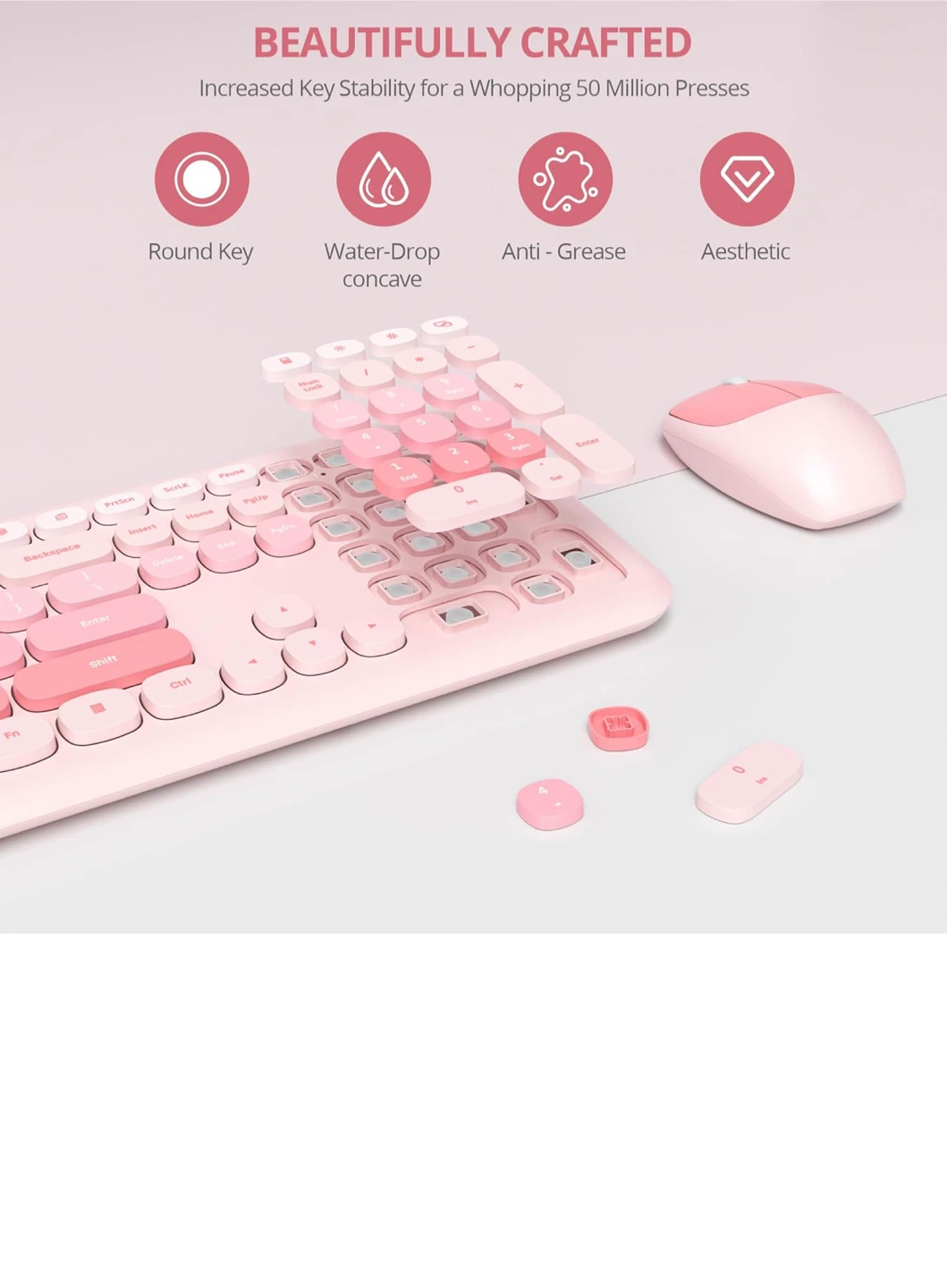 Pink Wireless Keyboard and Mouse Combo - photo 3