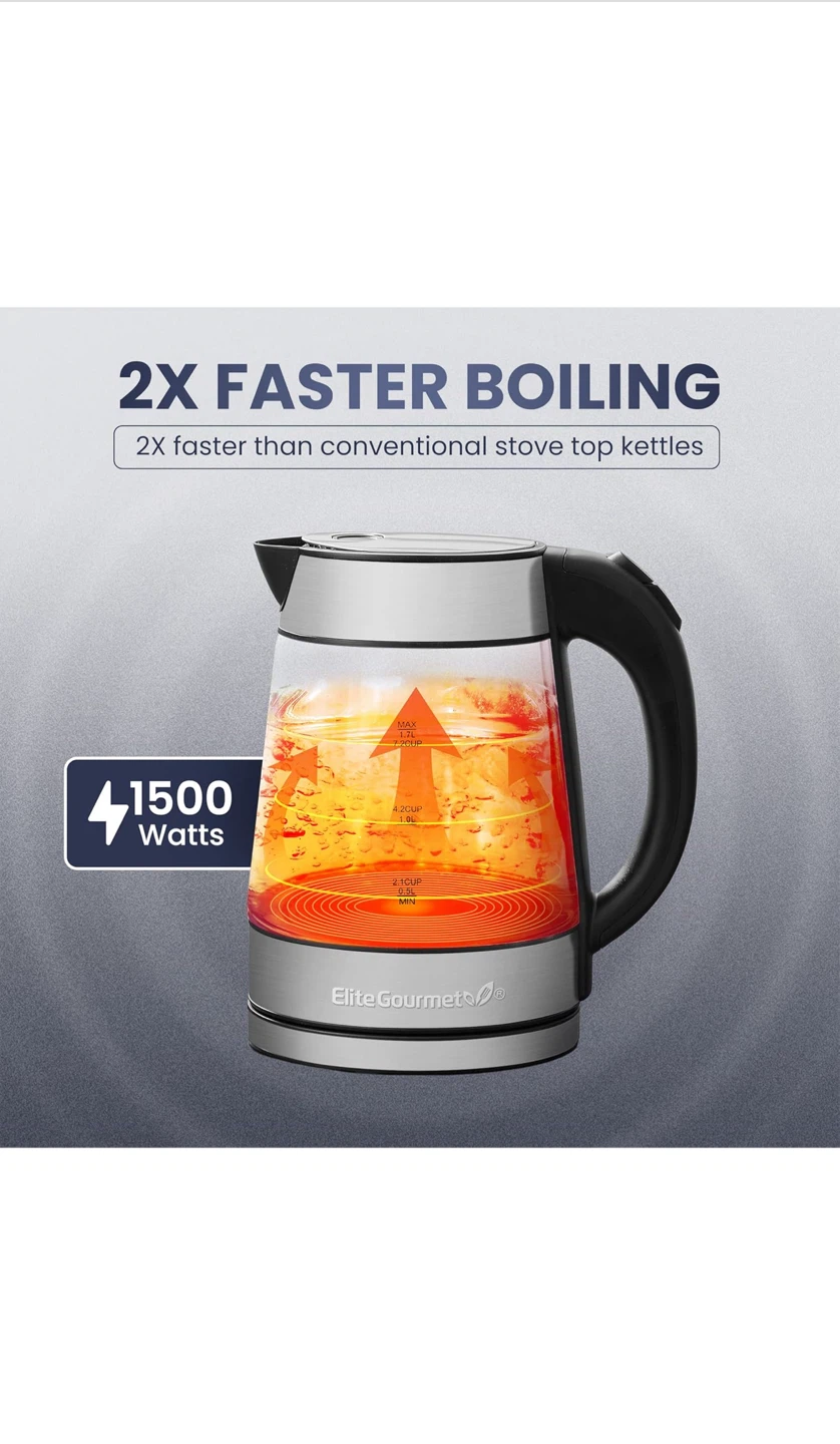 Elite Gourmet 1.7L Glass Electric Kettle - photo 3