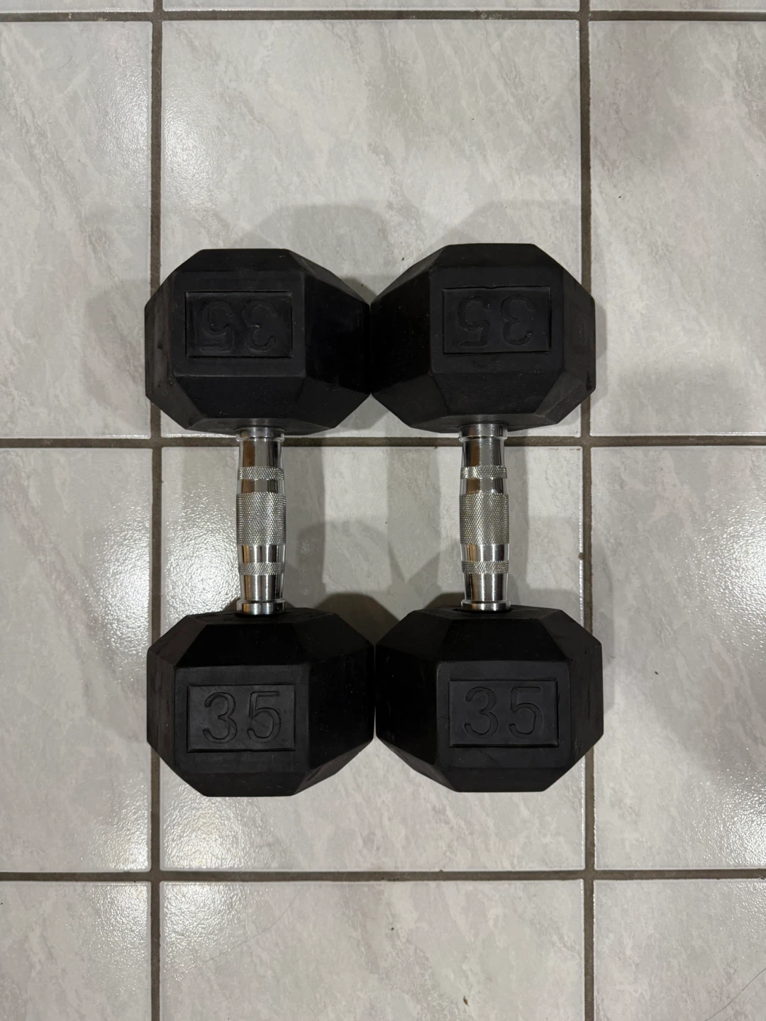 Pair of 35lb Hex Dumbbells