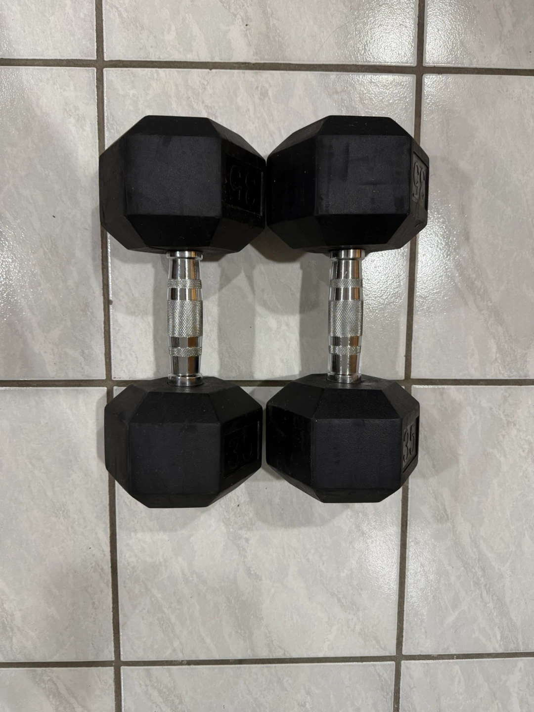 Pair of 35lb Hex Dumbbells - photo 4