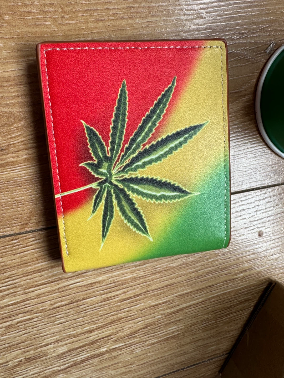 Bifold Wallet with Rasta Leaf Design
