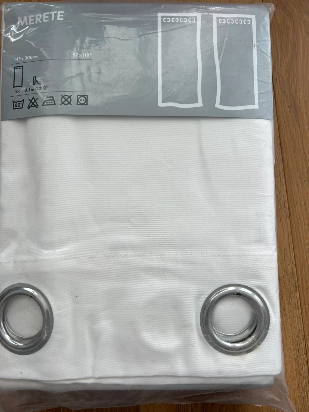 IKEA MERETE Curtains White 145 x 300 cm (Set of 2)