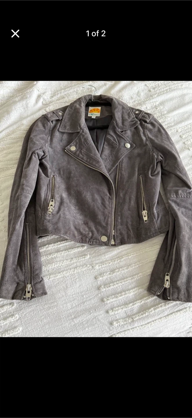 Grey Suede Moto Jacket size medium