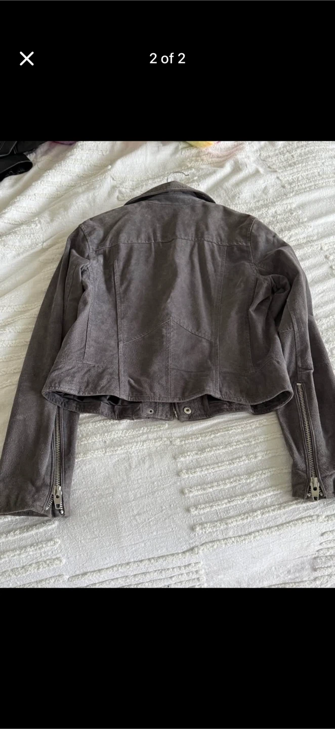 Grey Suede Moto Jacket size medium - photo 2