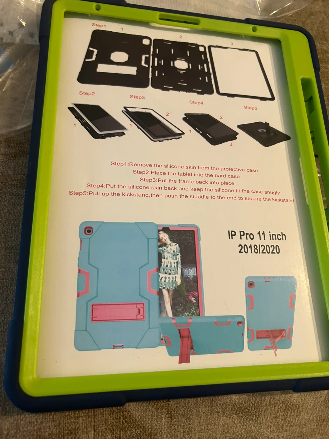 Blue & Lime Green Tablet Case for iPad Pro 11 inch (2018/2020) - photo 3