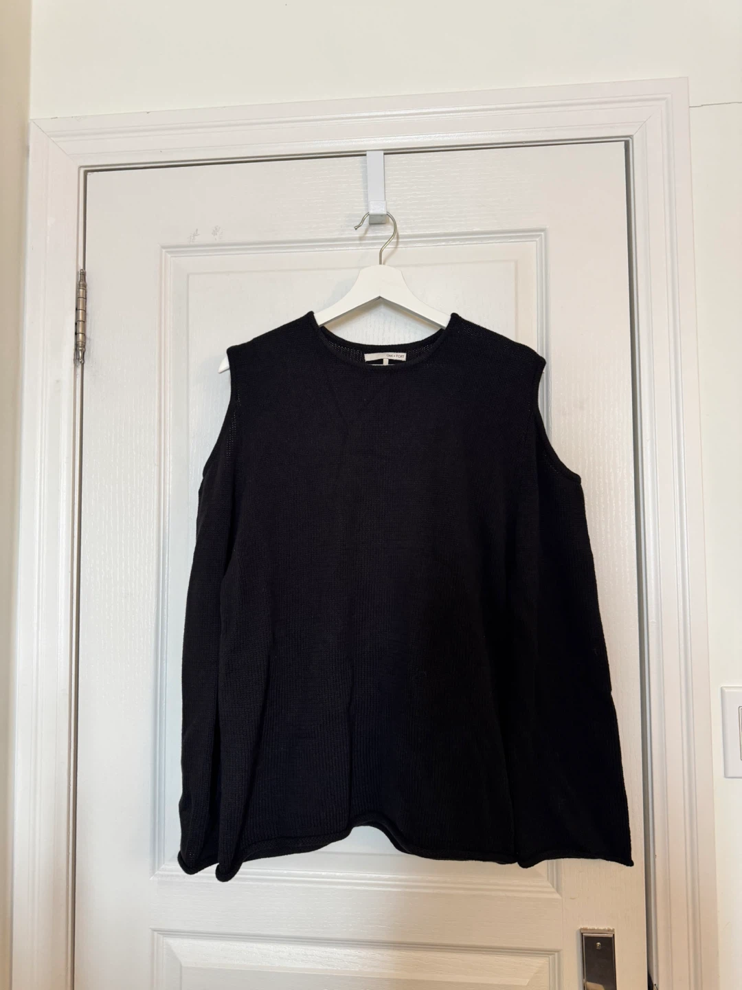 Oak + Fort Black Cold Shoulder Knit Sweater - Size S