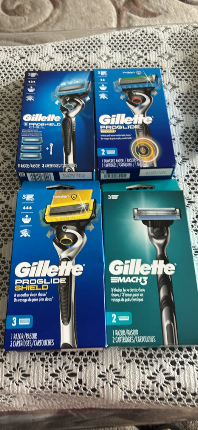 Gillette ProShield, ProGlide, and Mach3 Razors