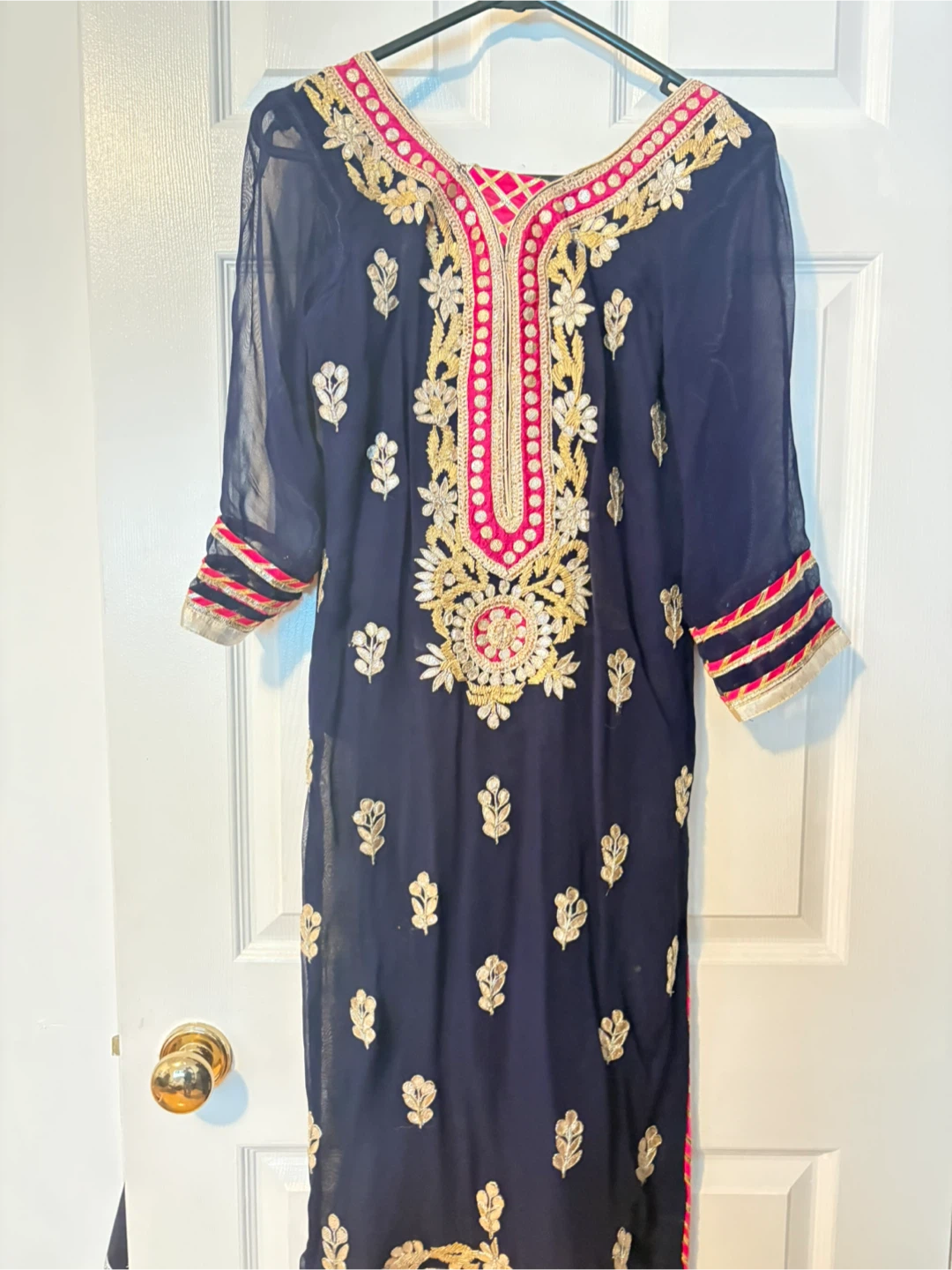 Navy Blue Embroidered Kurti