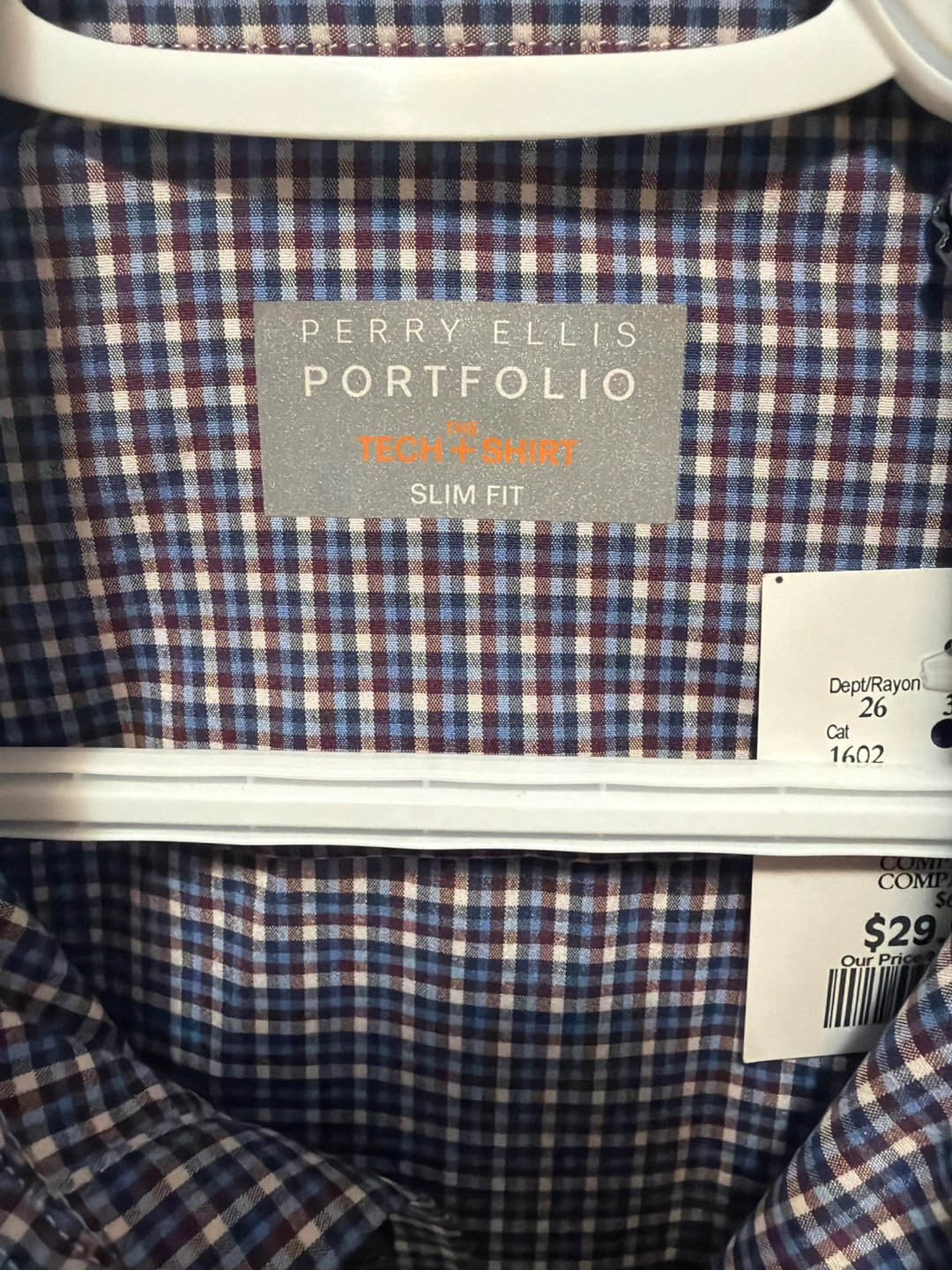 Perry Ellis Portfolio Tech Shirt Slim Fit Plaid Dress Shirt - photo 2