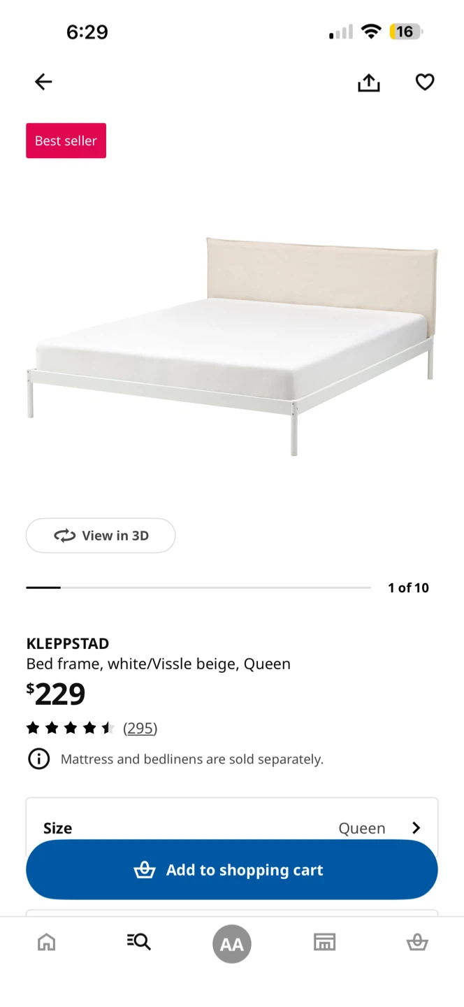 Moving sale - IKEA KLEPPSTAD Bed Frame, Full, White/Vissle Beige