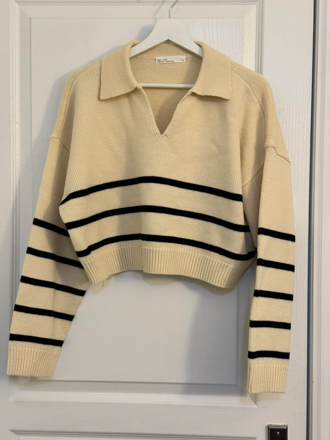 OAK + FORT Striped Collared Sweater - S
