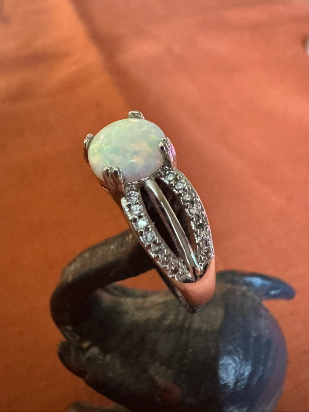 Opal Ring with cubic zirconia stones - photo 3