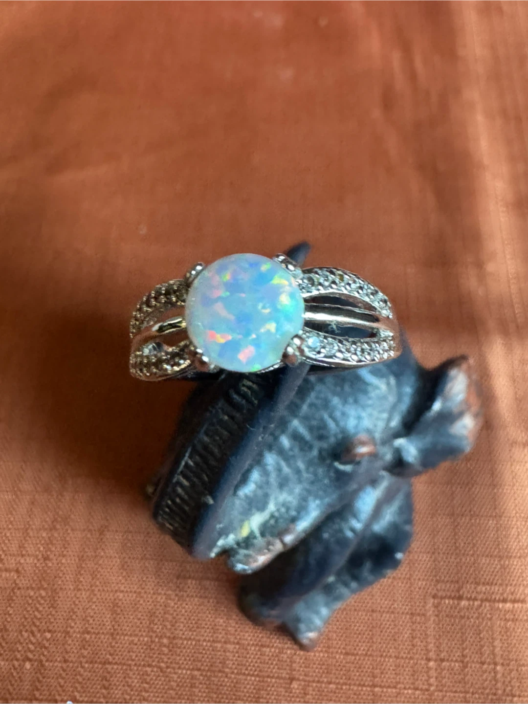 Opal Ring with cubic zirconia stones - photo 2