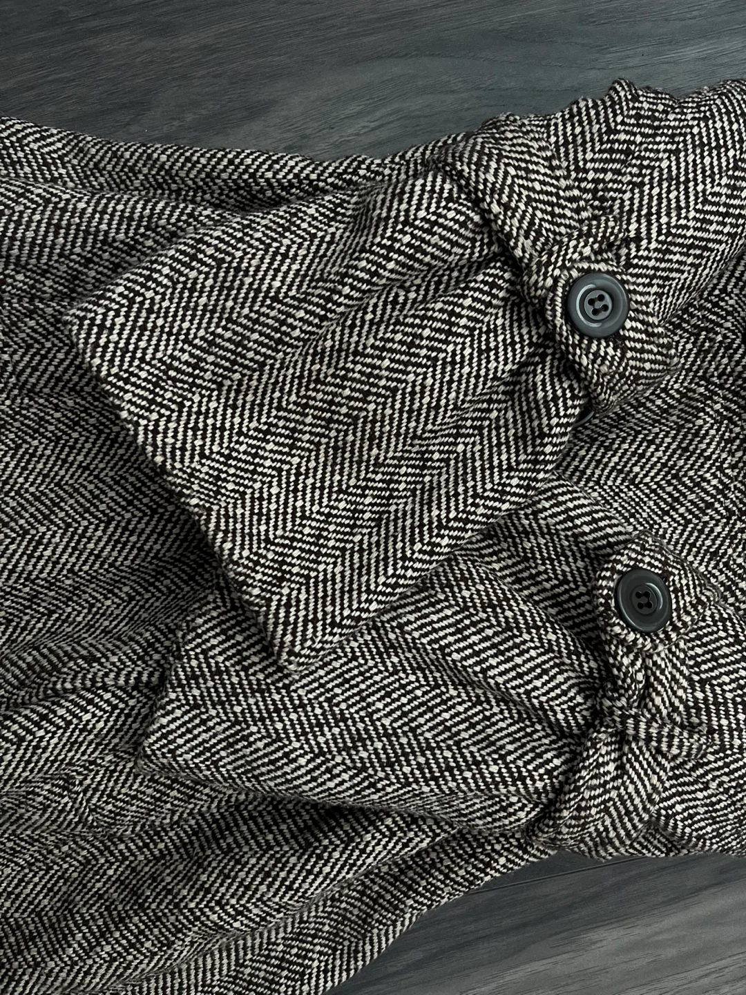 Y2K Last Kiss Herringbone Tweed Peacoat w/ Ruffle Collar | Women - photo 5