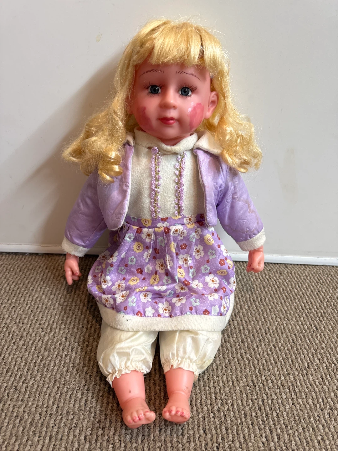 Blonde Doll in Purple Outfit