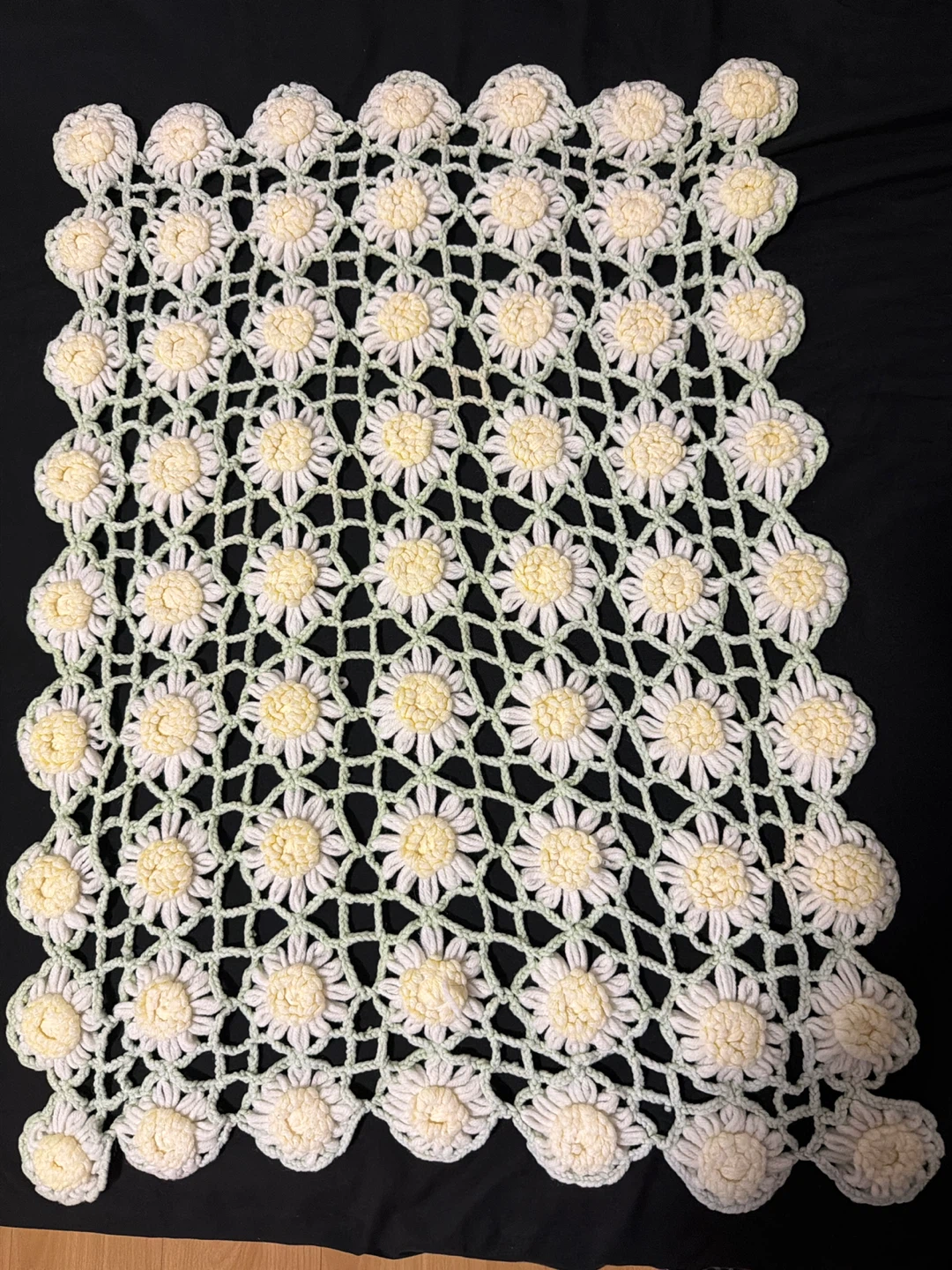 Handmade Crochet Daisy Table Runner