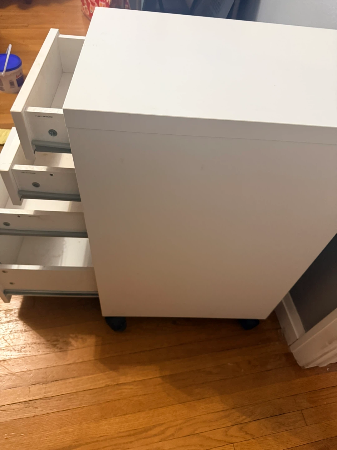White 4-Drawer Rolling Filing Cabinet - photo 2