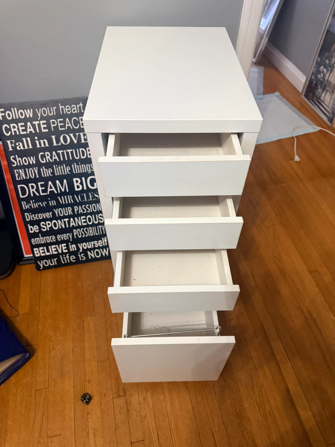 White 4-Drawer Rolling Filing Cabinet - photo 3