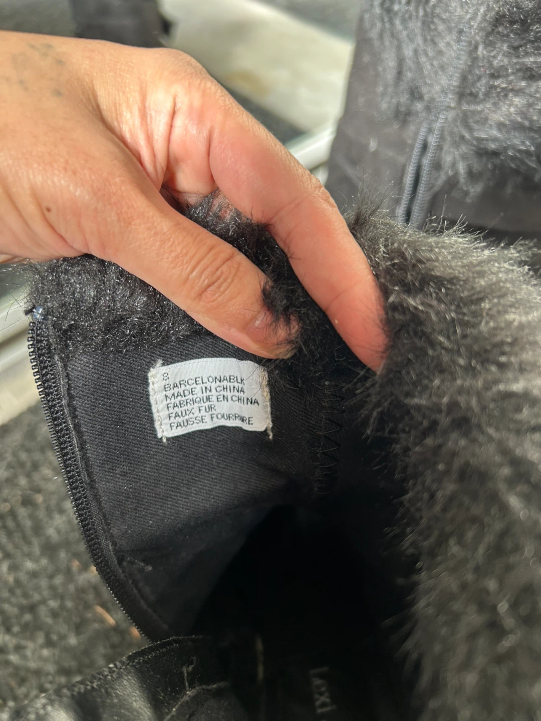 Black Faux Fur Lined Boots - Size 8 - photo 2