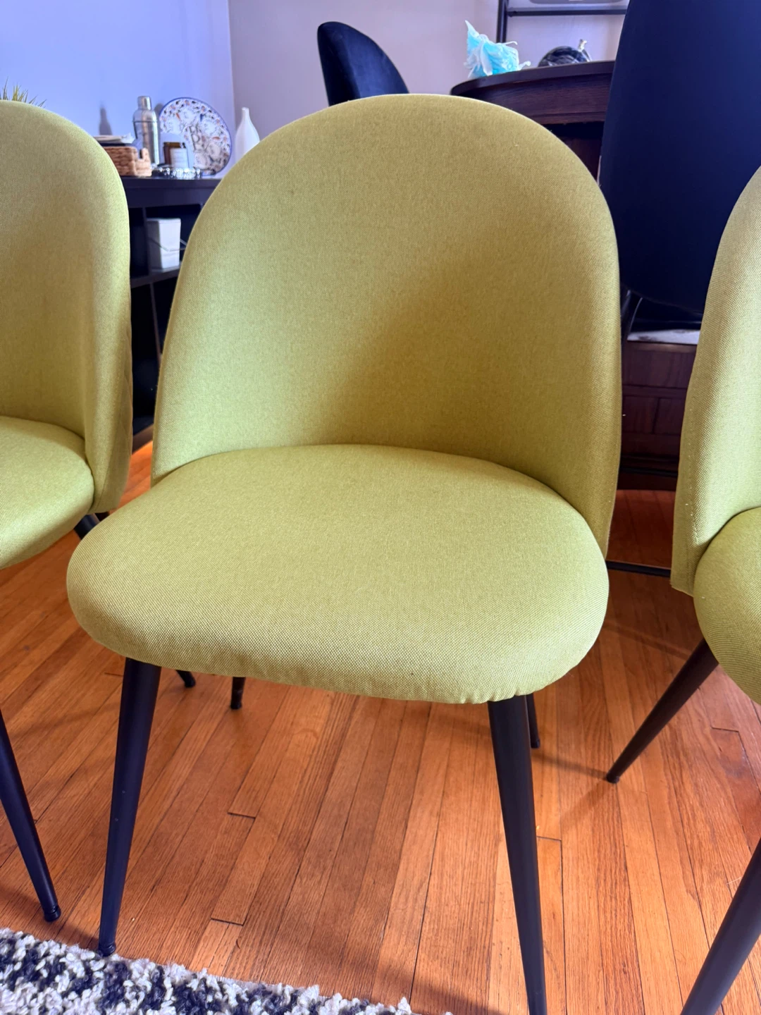 Set of 3 green Upholstered Dining Chairs - photo 2