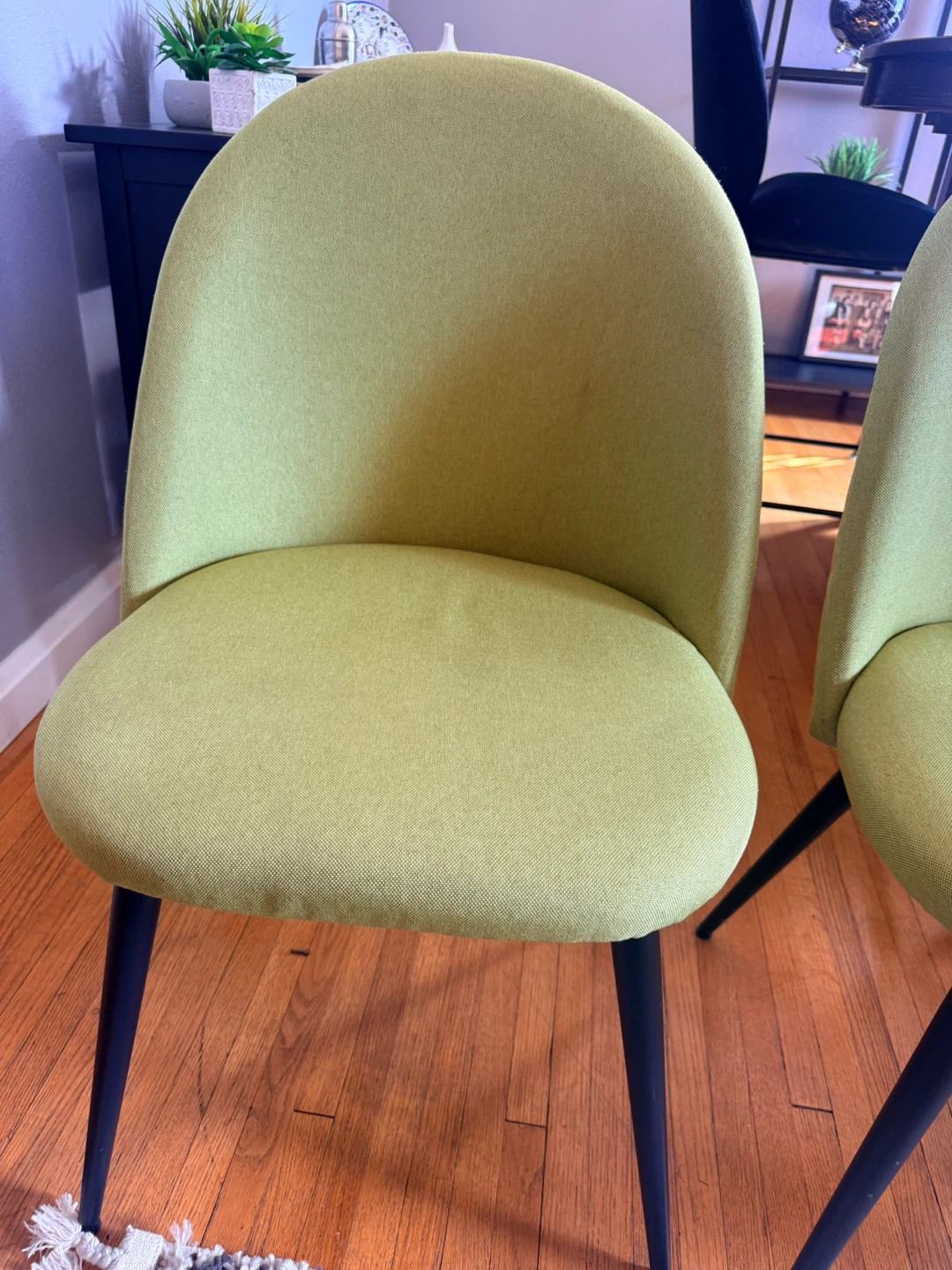 Set of 3 green Upholstered Dining Chairs
