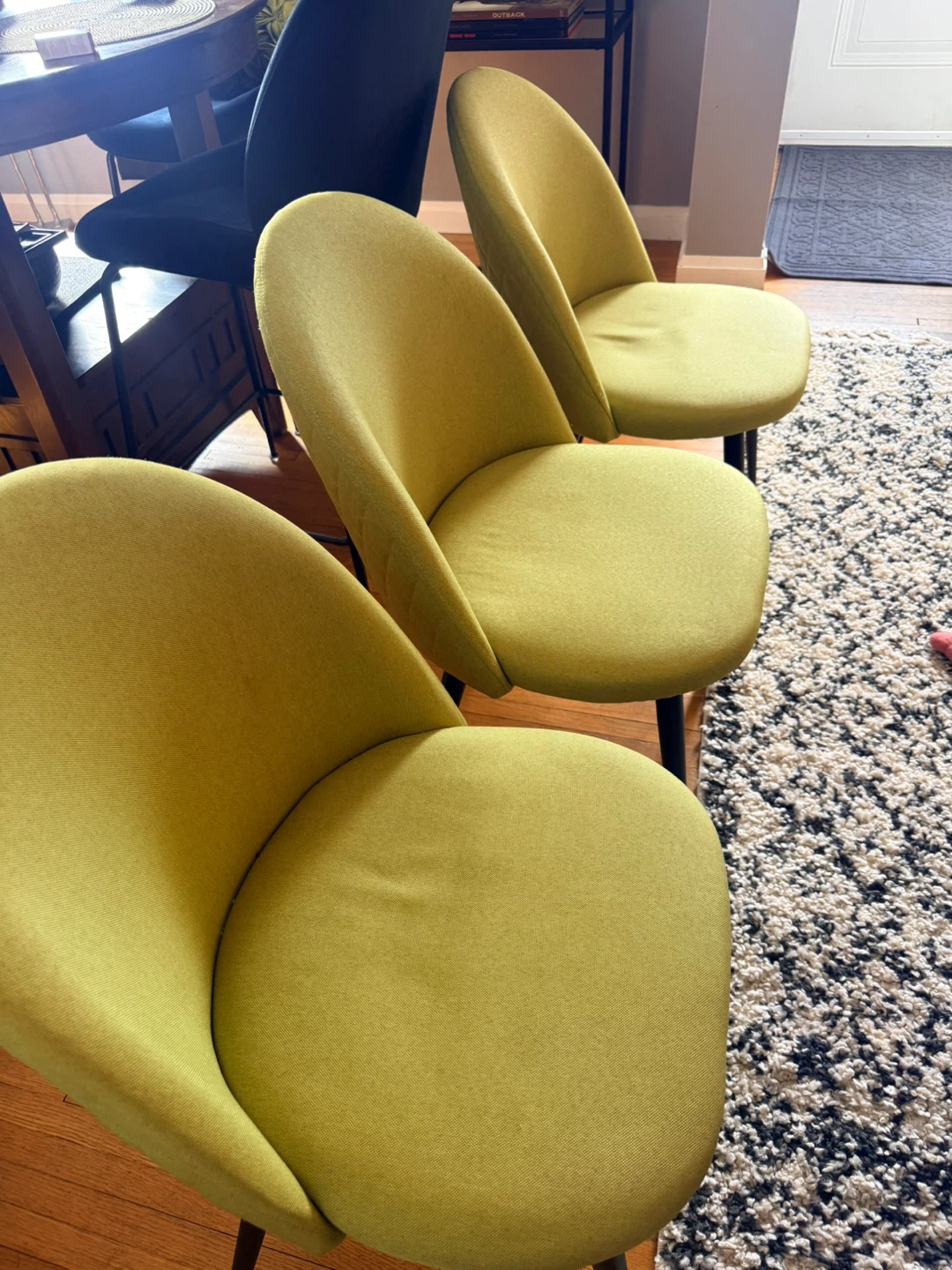 Set of 3 green Upholstered Dining Chairs - photo 4