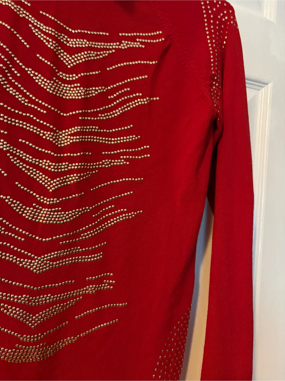 Women's Red Rhinestone Turtleneck Sweater - photo 3