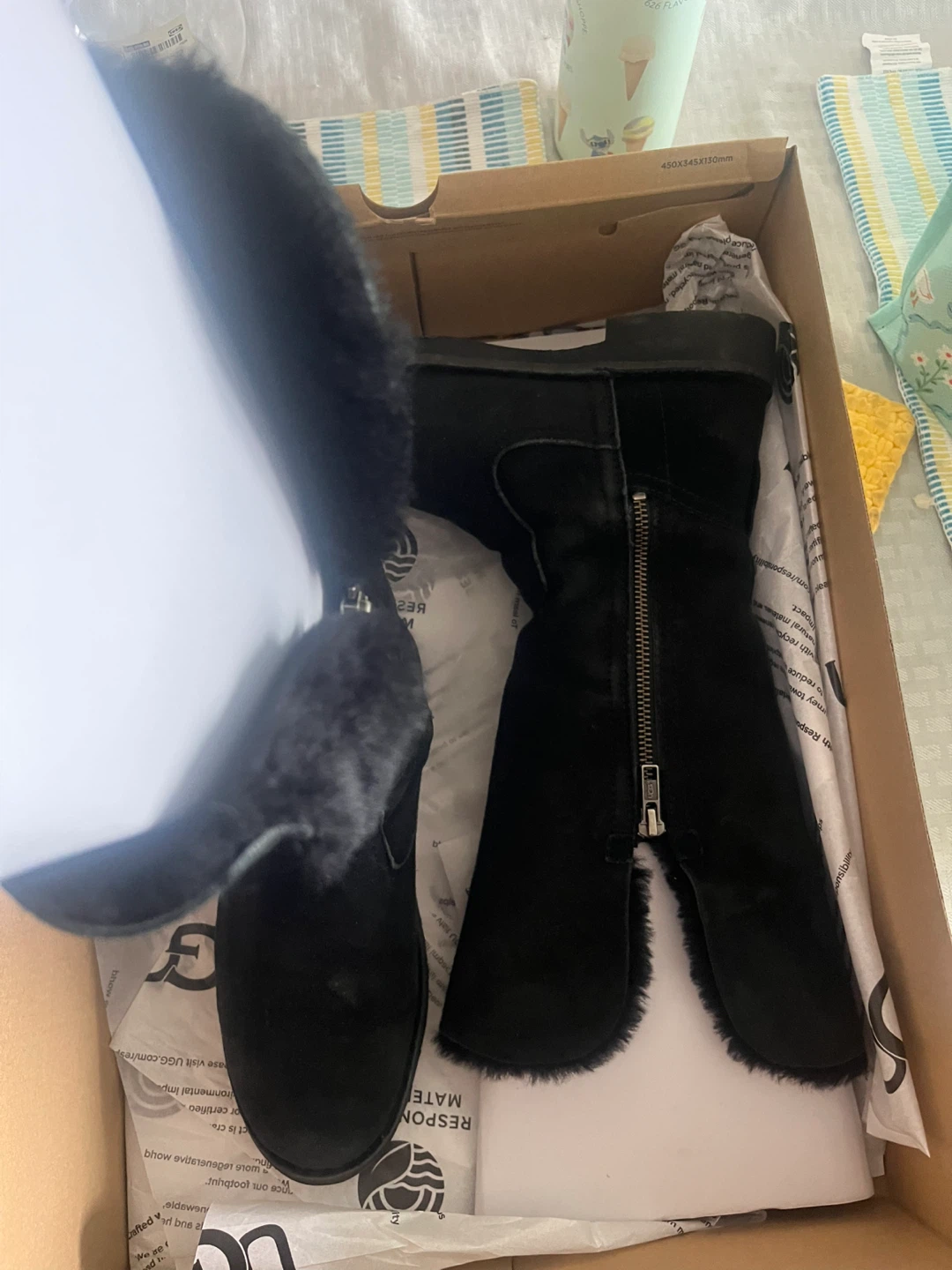 UGG Black Suede Boots with Fur Lining - photo 2