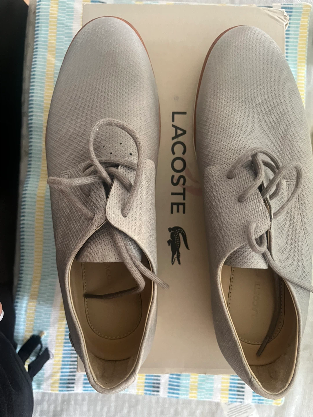 Lacoste Men's Grey Leather Derby Shoes Size 7