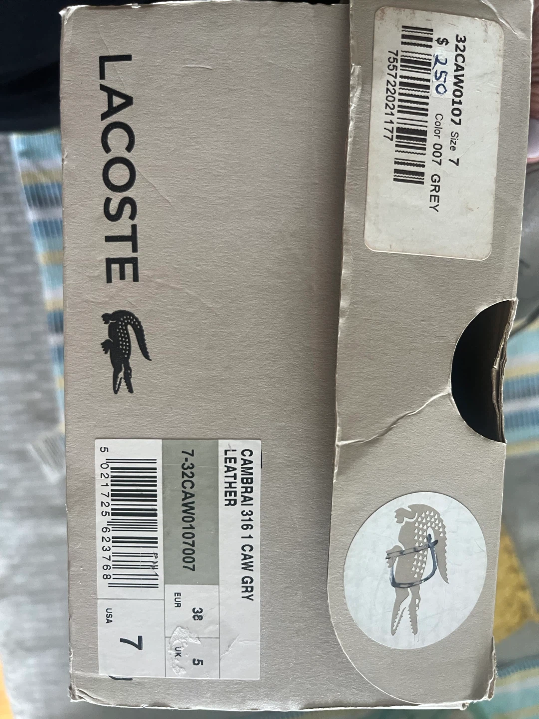 Lacoste Men's Grey Leather Derby Shoes Size 7 - photo 2