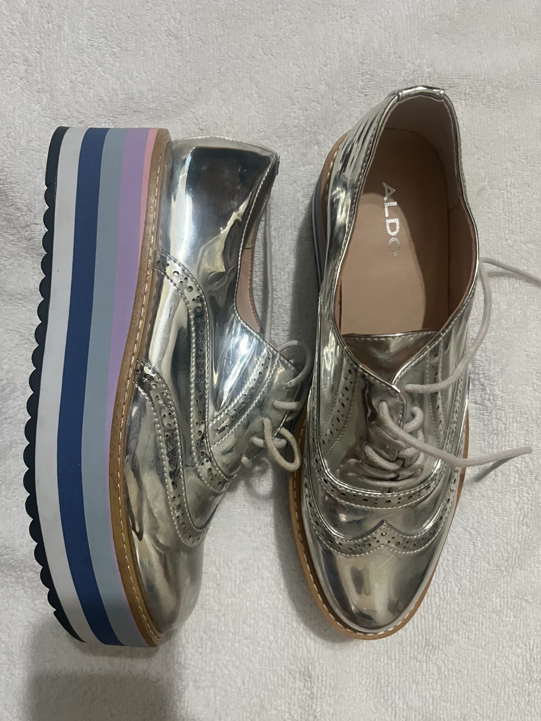 ALDO Silver Brogue Platform Oxfords - photo 2